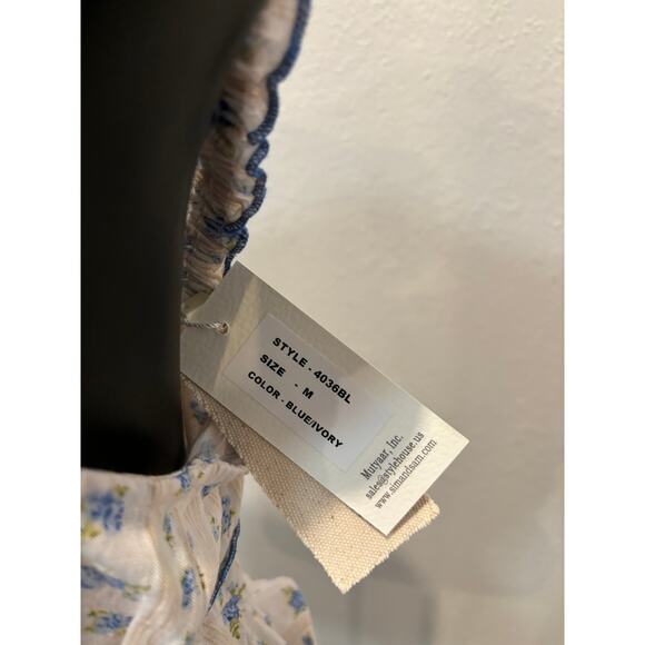 Sim & Sam Babydoll Top Blouse Linen Blend Sz M Milkmaid Cottagecore Kawaii New - Picture 2 of 4